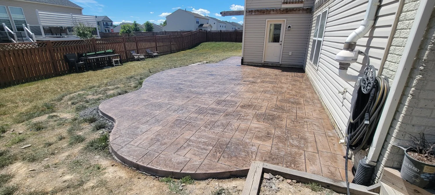 Finished stamped concrete patio